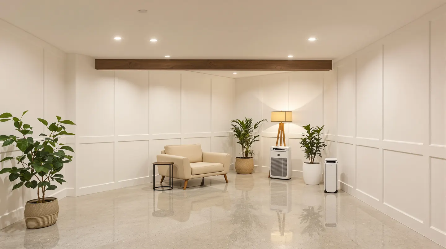 A clean, dry basement with proper drainage and waterproofing — the result of effective prevention