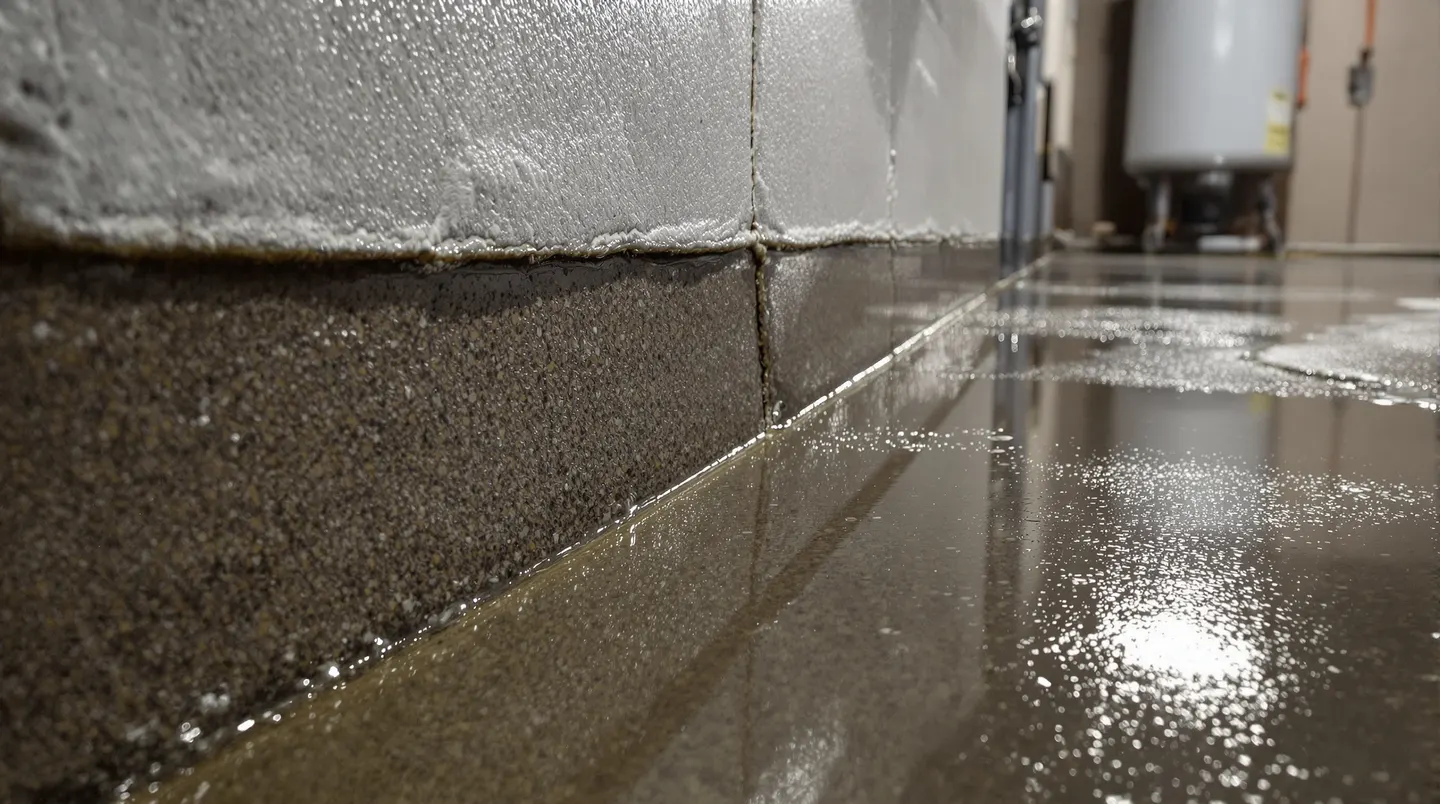 Horizontal crack in a basement wall with visible water seepage — a sign the wall needs structural evaluation